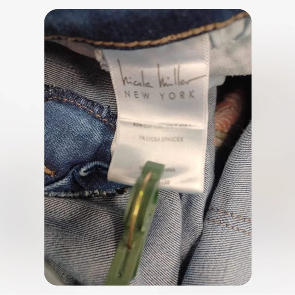 Nicole Miller New York Raw Hem High Rise Embroidered Skinny Ankle Jeans Size 6 - Picture 9 of 12